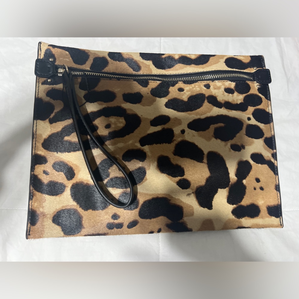 Zara  leather Leopard Print Clutch